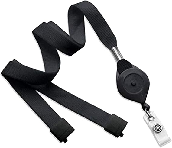 Specialist ID Bulk 25 Pack - Lanyard with Locking Badge Reel Combo - Locks in Open (Extended) Position with Push Button Recoil - Comfort Quick Release Safety Breakaway for Insert & Swipe Key Cards
