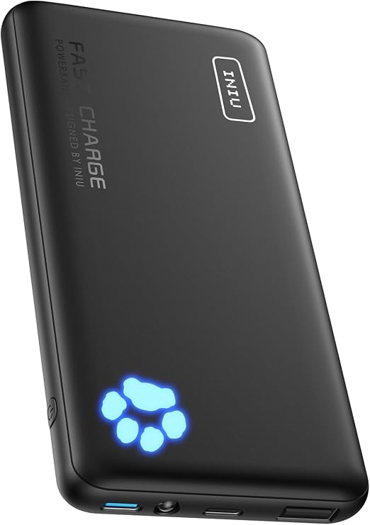 INIU Portable Charger, Slimmest 10000mAh Fast Charging USB C Power Bank