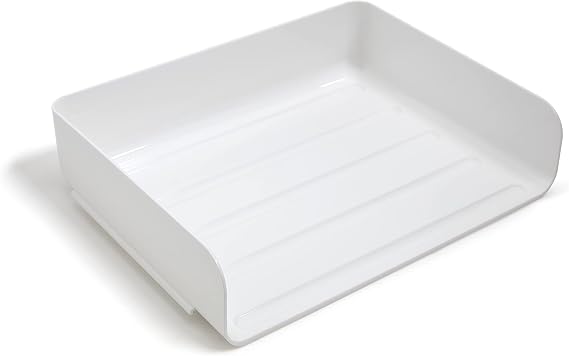 TRU RED Side-Load Stackable Plastic Letter Tray, White