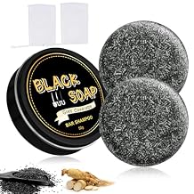 Atsy Gray Hair Bar Soap,Natural Black Soap for Gray Hair Coverage, Darkening Shampoo Bar with Ginseng & Black Sesame, Vegan, Moisturizing & Scalp Care for Men Women (2PCS)