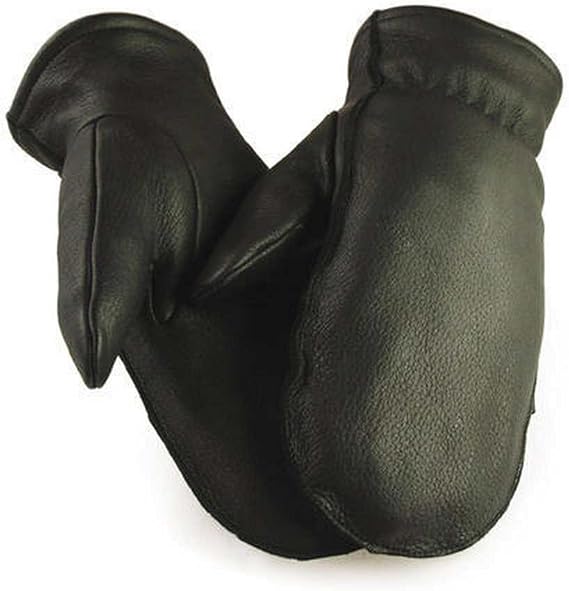 North Star Unisex Full Fingered Deerskin Sherpa Lined Black Mittens 51B