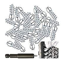AUCELI 100PCS 12mm Carbide Screw Tire Studs, Wheel Tyre Snow Spikes, Trim Screw Anti-Slip/Anti-ice with Installation Tool for Car Truck Motorcycle ATV SUV Tractor Shoes Auto Accessories