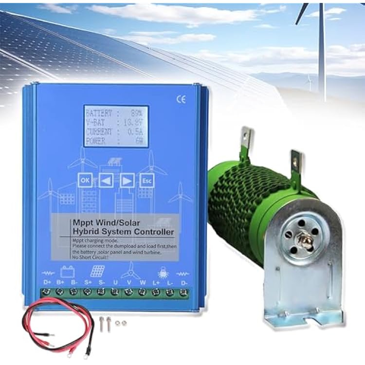 8000W MPPT Charge Controller, Wind Solar Hybrid Charge Controller with LCD Display & Dump Load, Off-Grid Hybrid Charge Controller for Solar Panel,12V