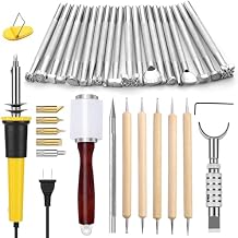 Leather Stamping Tools, Leather Carving Set, Working Kit for Beginners with Wood Burning Kit, Stamp Punch Set and Adjustable Swivel Knife, Carving Working Saddle Making