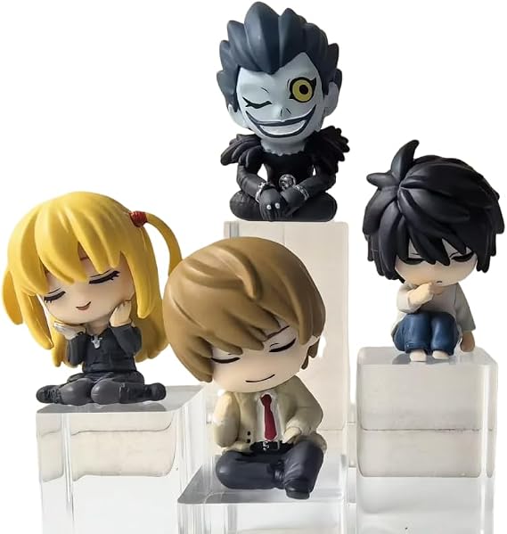 REOZIGN L Lawliet, Ryuk, Light Yagami Figure, 4 Pieces Q Version Anime 6 cm/2.4 Inches PVC Cosplay Model for Anime Fans Gift