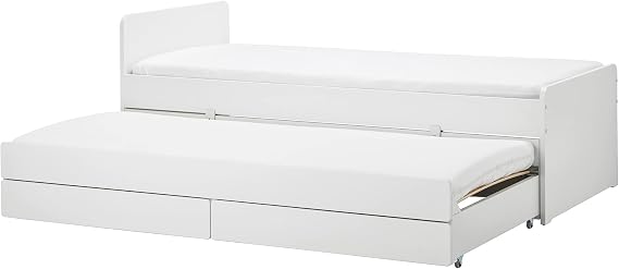 IKEA SLÄKT Bed Frame with underbed and Storage, 90x200 cm, White