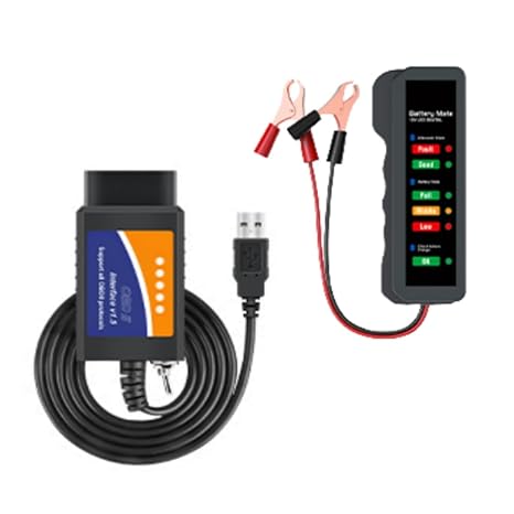 Car Battery Tester + ELM327 OBD2 FS Adapter