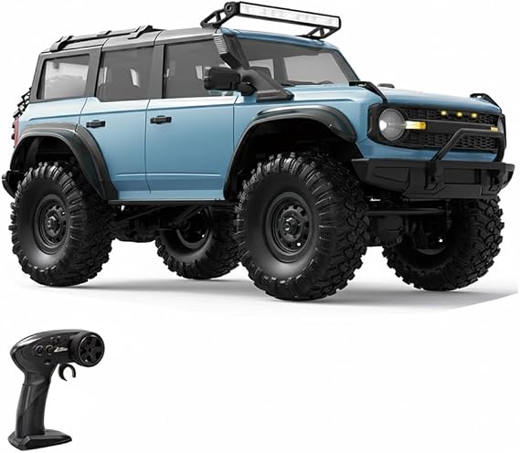 1/16 Scale 4WD RC Crawler Full Proportional Off Road Truck with Metal Gear Steering Servo, Multi Lighting Modes and High Strength Transmission for Hobbyists -R1602/Blue