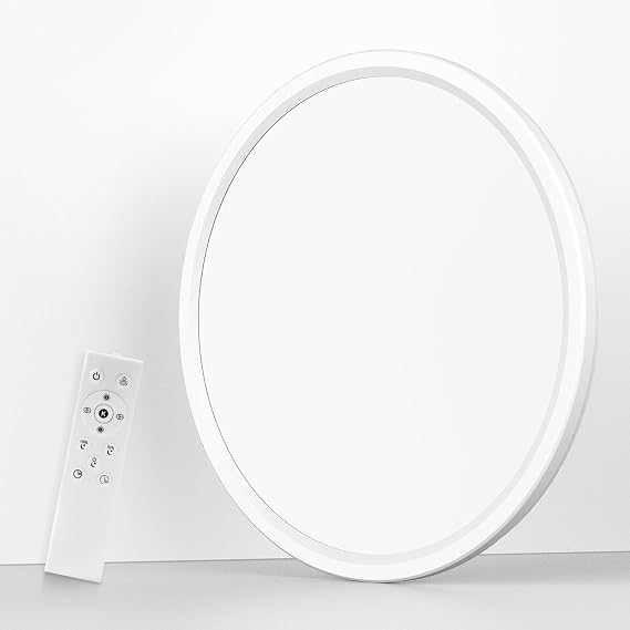 15 Inch LED Flush Mount Ceiling Light with Remote, 36W 3600LM 1800K/2700K/4000K/6500K Dimmable Ceiling Light with Night Light Low Profile Wired Ceiling lights for Bedroom,Dining Room,Living Room-White