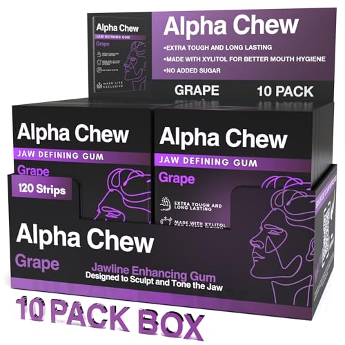 Jawline Chewing Gum for Men | Hard Chewing Gum for Mewing and Stronger Jaw | Tough Gum for Jawline Excercise | Sugar Free with Xyilitol to Improve Dental Hygiene | Long Lasting Grape Flavour