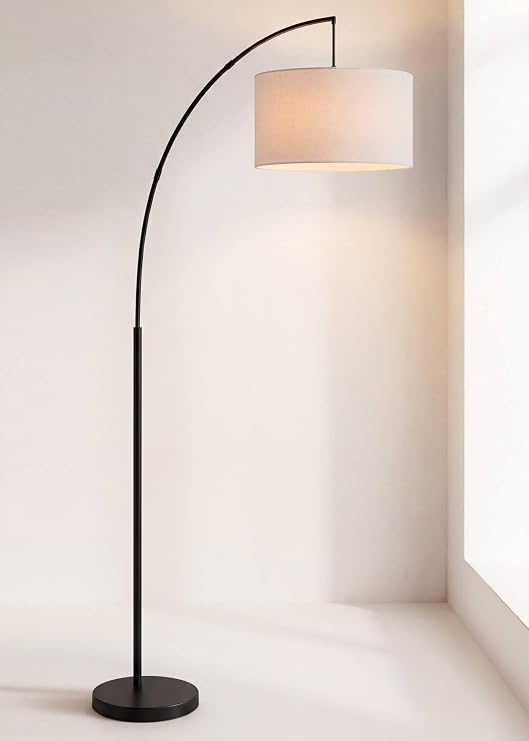 360 Lighting Cora 72" Tall Black Finish Modern Arc Floor Lamp