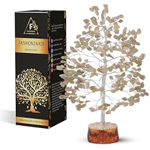 FASHIONZAADI Gemstone Money Tree Reiki Healing Chakra Balancing Handmade Bonsai Trees Spiritual Gift Aura Cleansing Good Luck Home Decor (Green Jade Silver Wire)