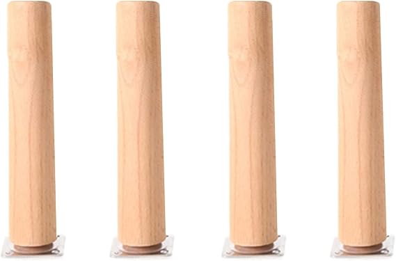 Furniture Legs Furniture Feet Furniture Parts Replacement Legs 4pcs Wooden Furniture Feet Round Vertical Replacement Furniture Support Leg Cabinet Sofa Bed Dining Table Bedside with Mounting Plate and