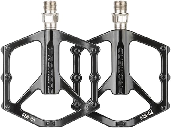 Mountain Bike Pedals, Large Size Aluminum Alloy Body | Boron Steel Spindle, Equipped with DU Bearings, Ideal for Road Mountain BMX MTB Bike