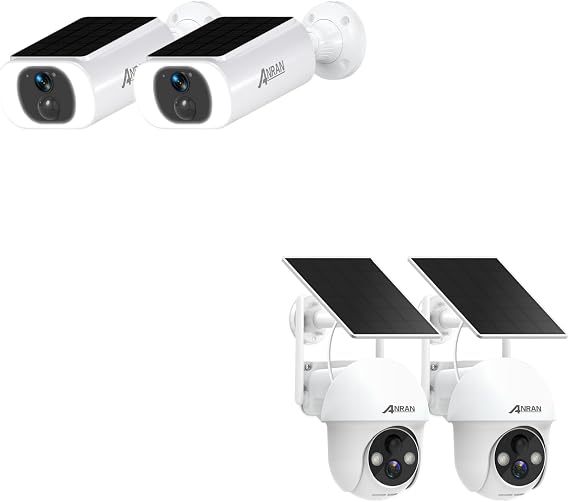 ANRAN 2K Solar Security Camera Wireless Outdoor,C3 2-Cam Pack & 2K Security Camera Wireless Outdoor, Q01 2 Packs