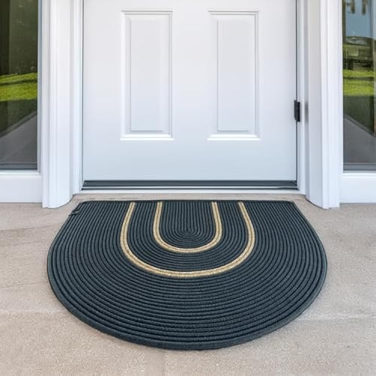 Half Round Door Mat, Indoor Outdoor Doormat, Half Circle Durable Doormat, Premium Handmade Entry Mat, Inside Entry Doormat for Entryway 24x36 inches