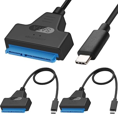 USB C to SATA Adapter, 10Gbps USB 3.1 Gen 2 Type-C Male to 2.5'' SATA III Hard Driver Converter Adapter, External Connector for 2.5inch HDD, SSD Data (2 Pack)