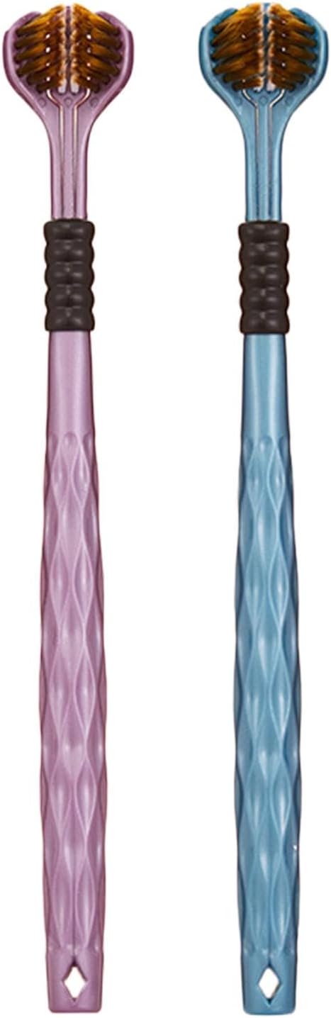 2 Pieces 19x2.8cm Three Bristle Travel Toothbrush, 3 Sided Toothbrush, Adult Soft Toothbrush, Wrap Around Autistic Toothbrush, Soft Hair Toothbrush, Deeply and Thoroughly to Clean Teeth