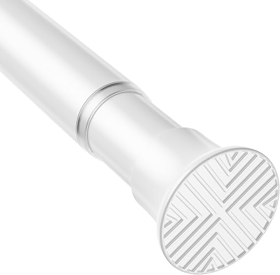 White Shower Curtain Rod 32 to 76 Inches Adjustable, 7/8 Inch Diameter Heavy Duty Tension Curtain Rods No Drill, Rust-Resistant Tension Rod for Bathroom, 1 Pack