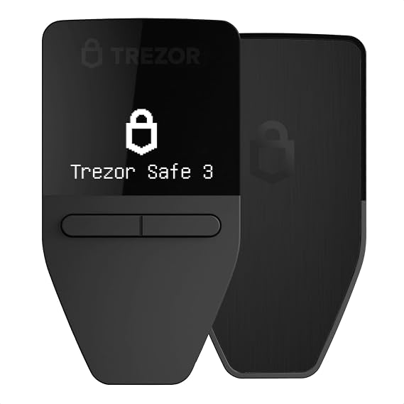 Trezor Safe 3 Cryptography Assets Hardware Wallet with Secure Elements, Pass-Phrase Ready| Transact and Store Digital Assets Easily and Securely Cosmic Black