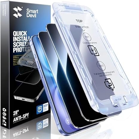 2 Pack for iPhone 16 Privacy Screen Protector, Military-Grade Shatterproof Protection, 9H Hardness, Anti-Spy Privacy Tempered Glass, Easy Installation 