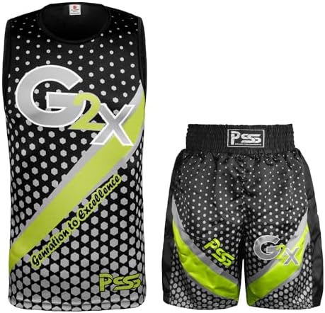 PSS Kids Boxing Uniform Shorts & Vest (2-Piece) Lightweight, Breathable Training & Competition Gear for Boys & Girls