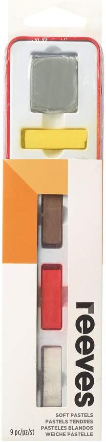 Reeves Soft Pastels Tin Set - 9 Piece Set Includes 7 Soft Pastel Colors, 1 Blender, and 1 Putty Eraser