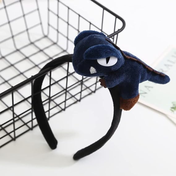 3D Cartoon Dinosaur Headband Plush Cute Head Hoop Party Accessory (Navy Blue)