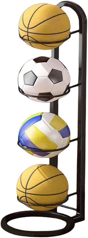 4 Tier Ball Storage Rack, Vertical Removable Football Stand