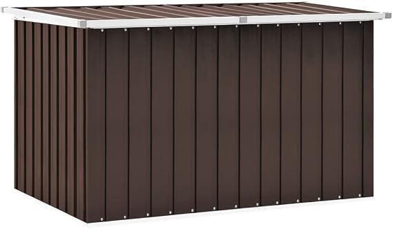 FIRBNUS Garden Chest Garden Box 149 x 99 x 93 cm with Hinged Lid Garden Storage Box Cushion Box with Lid Garden Boxes Storage Boxes Garden Cabinet Galvanised Steel Brown