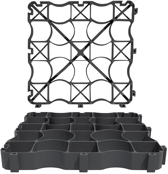 PaveCore HD Permeable Pavers - Designed for Commercial Parking, Industrial Driveway Support 30 Tons per Square Meter, Heavy-Duty HDPE Grid for Outside, Road, Parking - 1 Pack (9 Pavers)