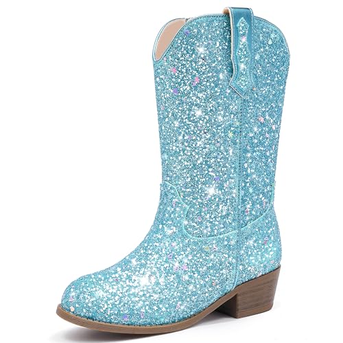 Glitter Girls Cowgirl Boots Sparkly Cowboy Dress Boots For Toddler To Big Kid Mid Calf Pointed Toe Party Birthday Horse Riding