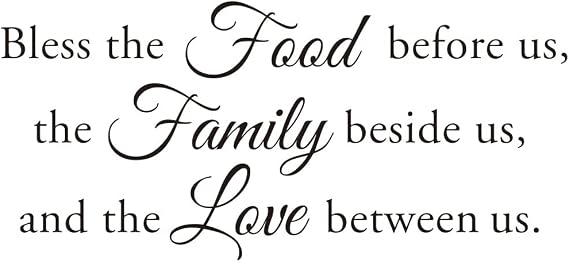 Gratitude Wall Decal for Dining Room Bless The Food, Family, Love PVC Removable Sticker Perfect for Living Room or Thanksgiving Decor 10"x22" (Black-JZY271-Food)