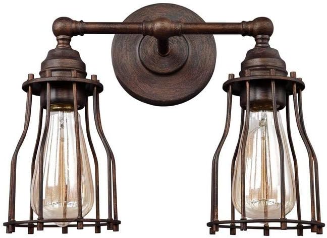 Feiss VS24002PRZ Calgary Industrial Vintage Wall Vanity Bath Lighting, Bronze, 2-Light (13"W x 11"H) 120watts