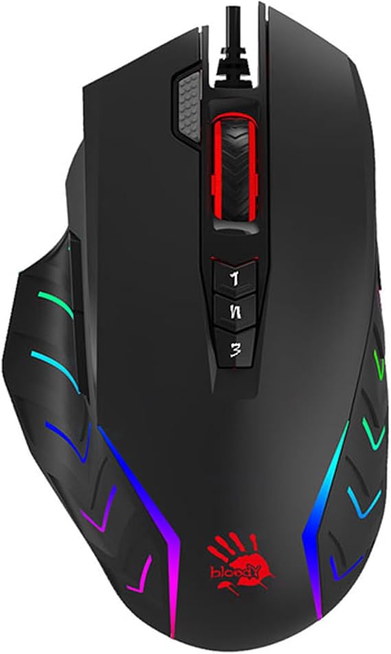 A4tech Gaming Mouse, USB, 8000 DPI, Metal Sliders, J95 RGB Pixart (Activated)