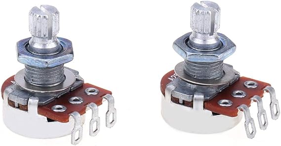 Alpha Mini Metric Sized Split Shaft Control Pots Audio Taper A25K Potentiometers for Guitar (Set of 2)