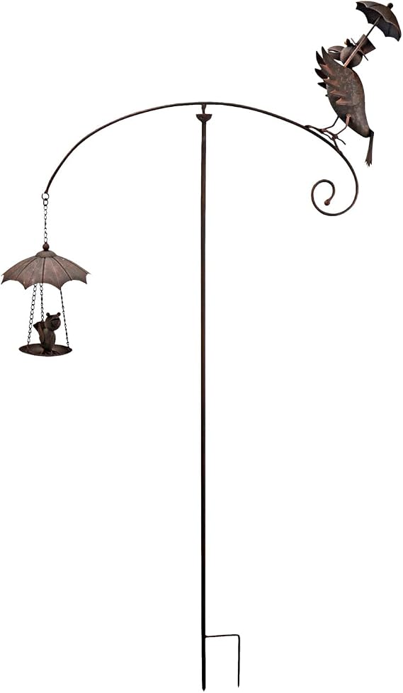 Red Carpet Studios Garden Stake Decorative Metal Balancing Buddies Yard Art, 55" Tall, Rainy Day Crows