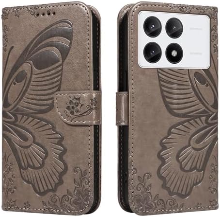 IVY Poco X6 Pro 5G Swallowtail PU Leather Flip Cover Wallet Case [Wrist Strap][Card Holder][Kickstand] for Xiaomi Poco X6 Pro 5G Case - Gray