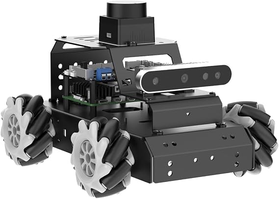 ROS2 Robot Car for Raspberry Pi 5 Programmable AI Smart Robot Kit 3D Depth Camera Lidar SLAM Mapping Navigation Path Planning Autonomous Driving 360 Movement Chassis, MentorPi M1 Without RPi