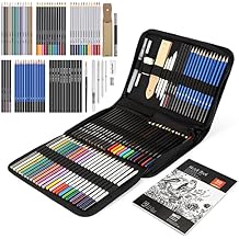 AGPTEK Drawing Pencils Set, 75-Piece Art Supplies Color Drawing Pencils Set Contains Sketch Pencils, Charcoal Pencils, Water Colored Pencils and Metal Colored Pencils for Kids, Adults and Artist