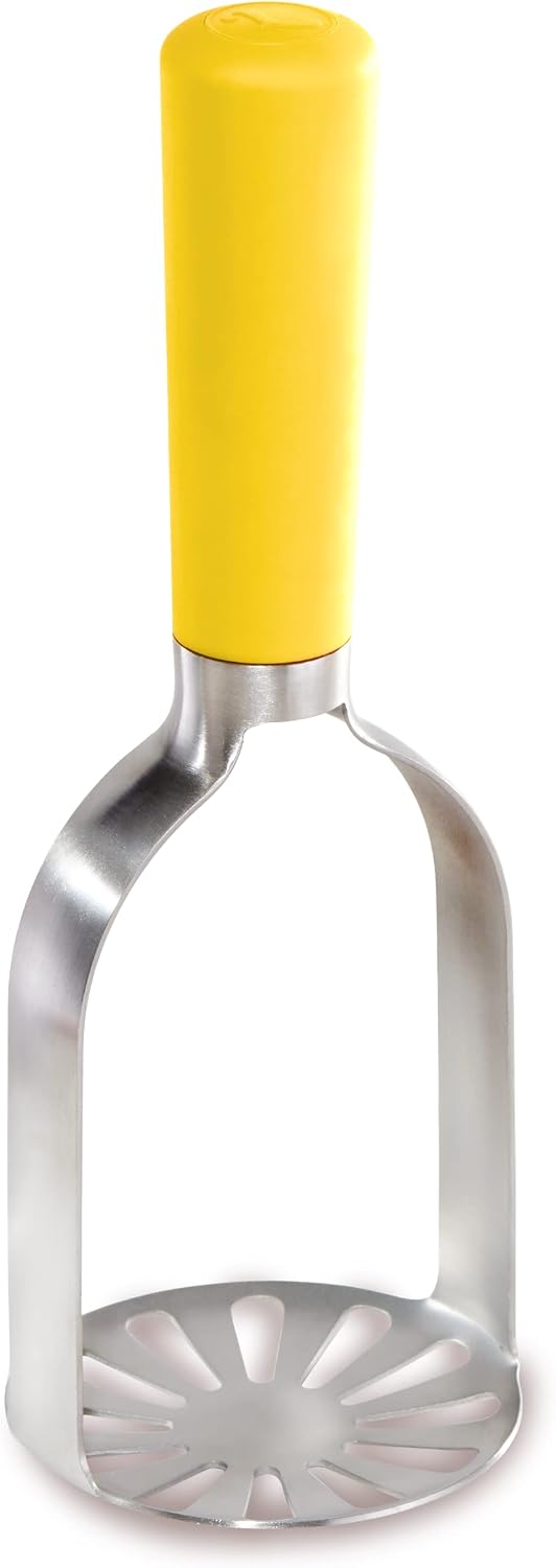Loisa | Stainless Steel Masher | Kitchen Utensil for Potatoes, Plantains, Beans | Latin Kitchenware | Yellow Masher