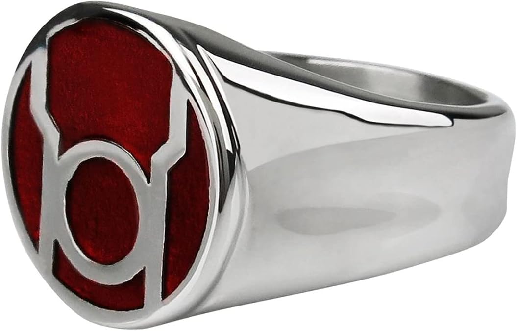 Red Lantern Symbol Stainless Steel Ring (Size 9), Green,Red