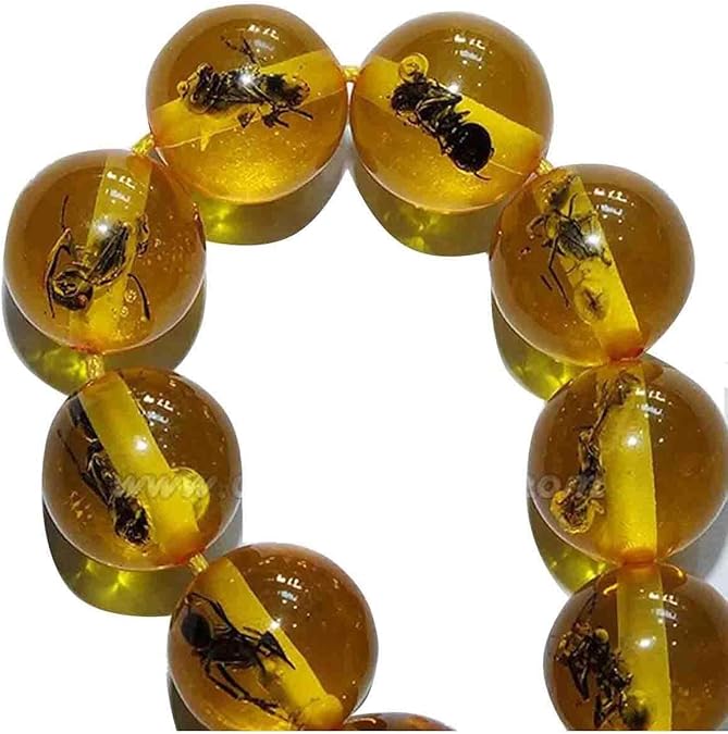 Powder Amber Rosary – Ant Fossil, Sphere Cut, Handmade, Midyat Silver Tassels, Men's Accessory, Gift Rosary