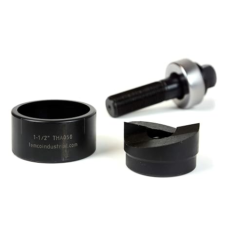 TEMCo TH0395-1 1/2" Conduit Hole Size Knockout Punch Unit & Manual Draw Stud (1.95" Actual Hole Size)