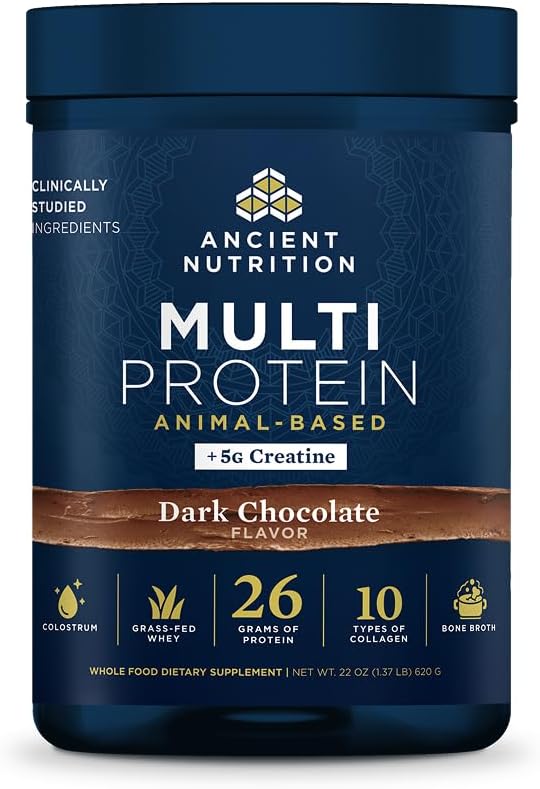 Ancient Nutrition Multi Protein + Creatine, Bone Broth, Whey, Dark Choc