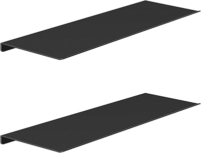 MKO 8" Small Floating Shelves for Wall, Metal Wall Mounted Shelf for Bathroom, Bedroom, Living Room, Kitchen, Little Mini Tiny Display Hanging Shelves for Books/Storage/Room Decor 2 Packs, Black