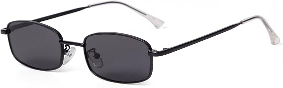 Retro Narrow Rectangle Sunglasses for Women Men 90s Square Glasses