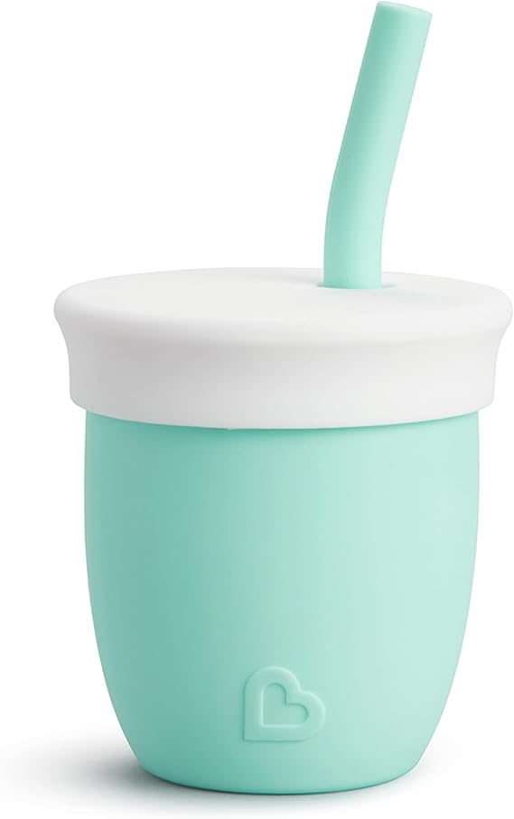 Munchkin Straw Cup with Removable Lid, for Babies and Toddlers 6 Months and Up, 4 Ounce, Silicone, Mint