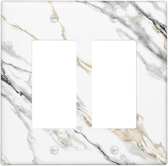 White Grey Marble Light Switch Cover Double Rocker Decorative