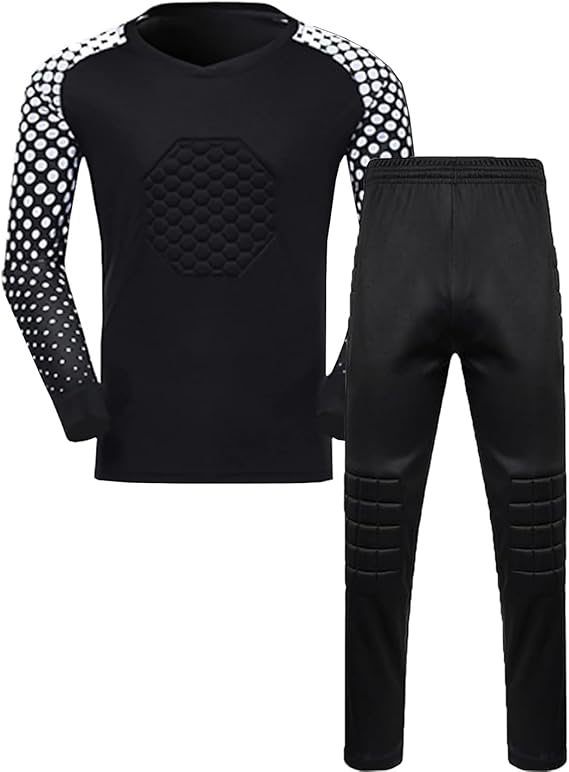 Kids Boys Soccer Goalkeeper Jersey Uniforms Long Sleeve Padded Soccer Goalie Shirts with Pants Football Training suit